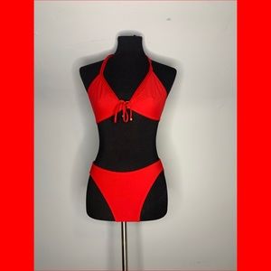 DKNY ruby red two piece bikini swim suit